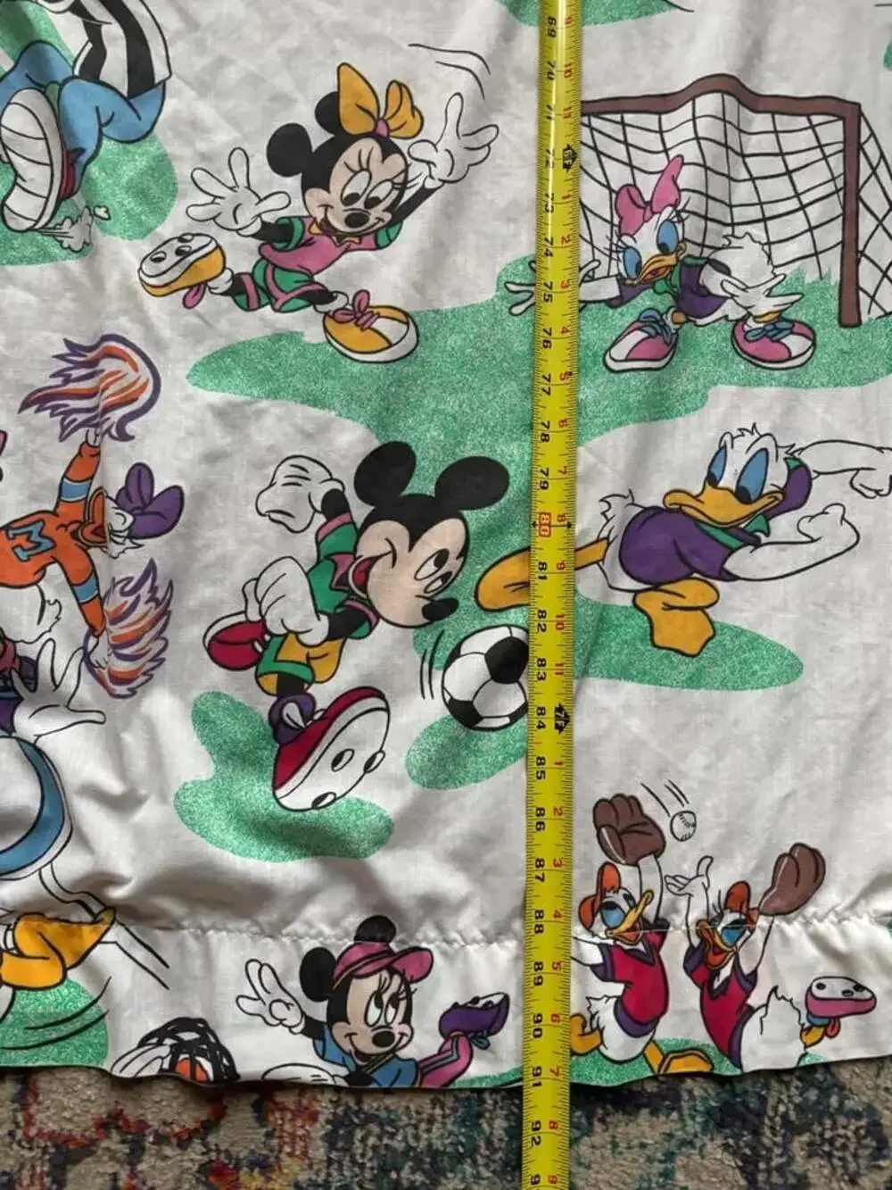 Vtg 80s Disney Mickey Mouse Friends Sports Twin Flat Sheet Pacific Fabric Craft